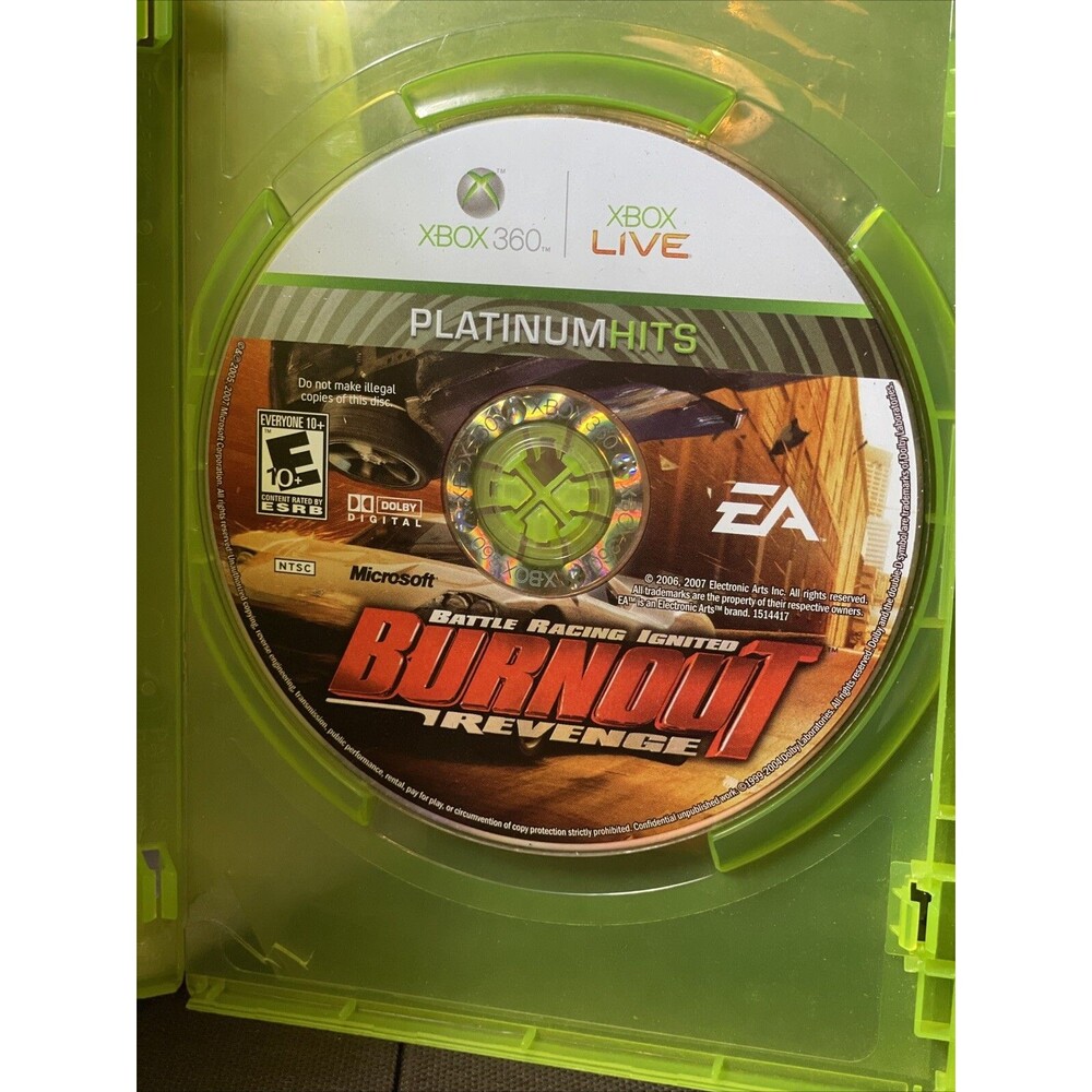 Burnout: Revenge (Microsoft Xbox 360, 2006) Platinum Hits NO Manual NO COVER